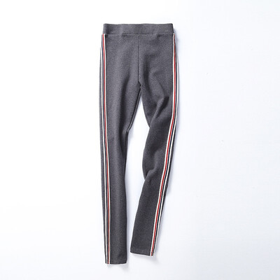 

women pencil pants cotton leggings spring elastic side stripe pencil pant