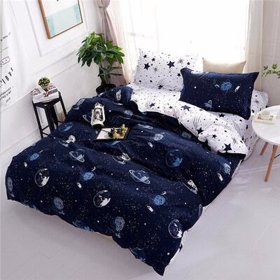 

3D Bedding Sets Star Galxy Duvet Cover Blue White 4pcs cartoon new fashion Bed sheets Single Twin Full Queen Sizes Kid or Boys