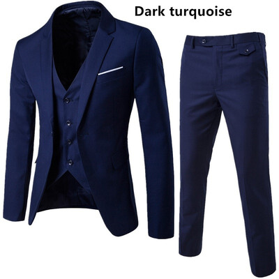 

AOWOFS winter new European code business casual suit three-piece groom groomsmen wedding one button suit suit S-6XL