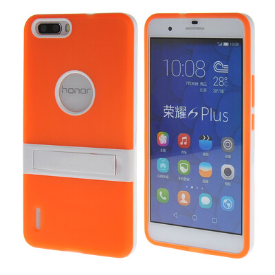 

MOONCASE Huawei Дело Желе Цвет силиконовый гель ТПУ Тонкий с подставкой обложка чехол для Huawei Honor 6 Plus оранжевый