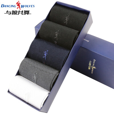 

Dance with wolves DANCING WOLVES socks mens cotton tube socks breathable sweat-absorbent cotton socks business casual cotton socks mixed color 5 pairs of code