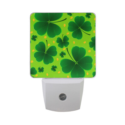 

ALAZA LED Night Light With Smart Dusk To Dawn SensorSt Patricks Day With Shamrocks Leaves Plug In Night Light
