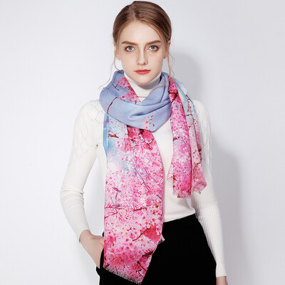 

Shanghai story STORY Of SHANGHAI wool scarf female autumn&winter warm shawl collar fall cherry colorful pink