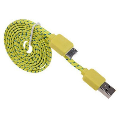 

Braided Flat Cable Micro USB 3.0 Data Sync Charging Cord For Samsung Galaxy Note 3 N9000 S5