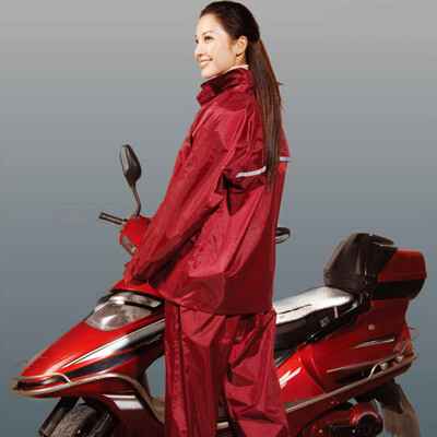 

Paradise umbrella double-layer non-stick water back strap luminous strip split suit adult raincoat raincoat rain pants  code red N211-2A