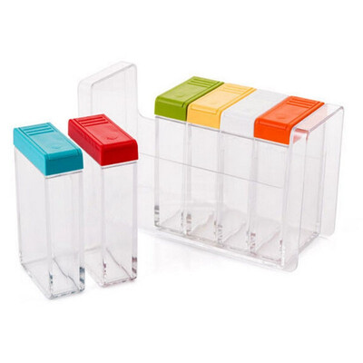 

UpperX 6 pcsset Spice jar Spice jar kitchen Condiment bottle Storage container & tray Transparent salt storage box