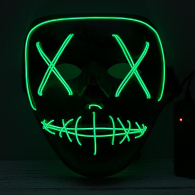 

Adults Halloween Green LED Light Up Mask Halloween Costume Supplies for Festival Masquerade Cosplay Party Performance