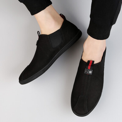 

2018 fashion boy peas shoes mens new brand Korean version of the leather wild personality matte shoes lazy casual shoes