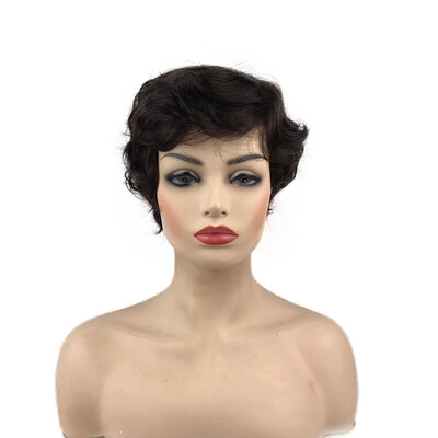 

StrongBeauty Women Short Pixie Cut Curly Wig Natural Black Fashion Pixie Haircuts Full Synthetic Wig for Lady