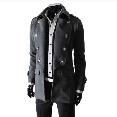 

Zogaa Mens Wind Double Wool Double-breasted