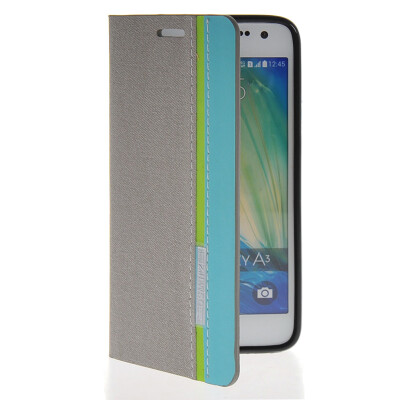 

MOONCASE Business style Leather Side Flip Wallet Card Slot Pouch Stand Back чехол для Samsung Galaxy A3 Grey