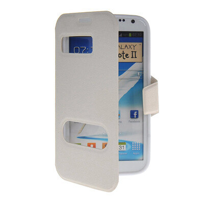 

MOONCASE View Window Leather Side Flip Pouch Hard board Shell Back чехол для Samsung Galaxy Note 2 N7100 White