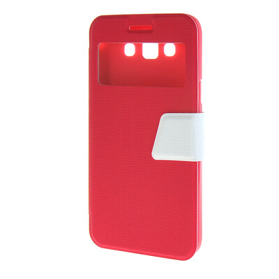 

MOONCASE Galaxy Grand Max G7200 ,Window Design Leather Side Flip ЧЕХОЛ ДЛЯ Samsung Galaxy Grand Max G7200 Hot pink White