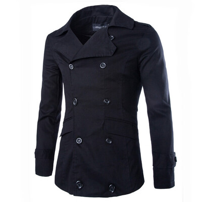 

Zogaa Double-breasted Casual Pure Color Slim Mens Jacket