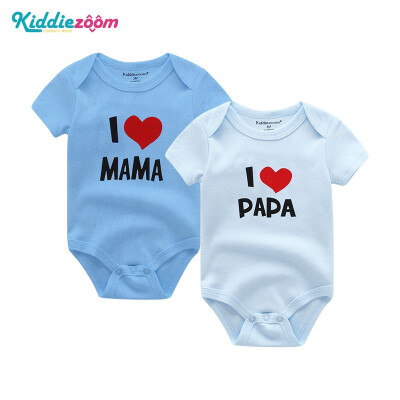 

Kiddiezoom 2PCSLot I Love PaPa MaMa Baby Boys Clothes 100Cotton Babywear Bodysuits Baby Girls Clothes Newborn Short Sleeve