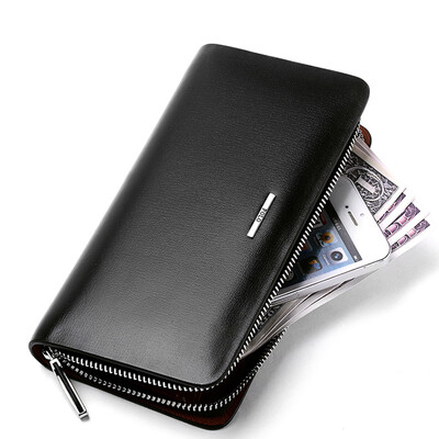 

POLO business casual long multi-card bit cowhide handbag 030071 black texture