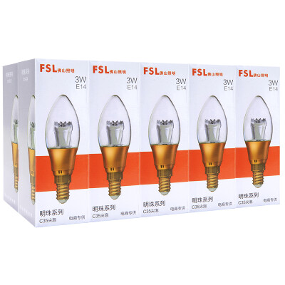 

Foshan lighting FSL LED tip bubble crystal lamp energy saving bubble 3W transparent E14 day mark 6500K 10 support beads gold