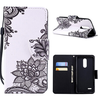 

MOONCASE Huawei Glory 7C Painted Leather Case with Small Hand Strap - Black Flower