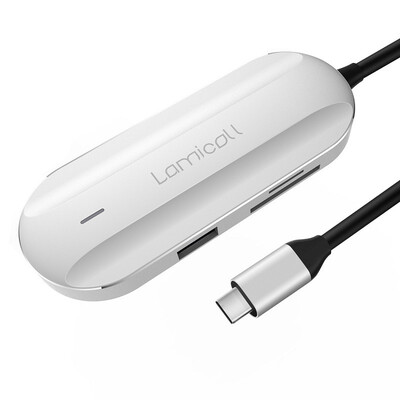 

Lamicall Type C AdapterUSB C HubType-C Converter with Charging Port4K HDMI OutputSD Card ReaderUSB 30Laptop Docking Station