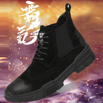 

Novel Teez Cross-border Martin boots mens shoes plus velvet new leather large size mens leather boots Brock carved Chelsea mens