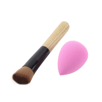 

Makeup Sponge Foundation Puff Flawless Powder Smooth + Flat Angled Brush Burlywood