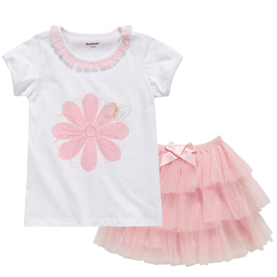 

Balabala children's clothing girl princess wind suit summer new children's baby short-sleeved skirt two-piece set 28192140132 bleach 80