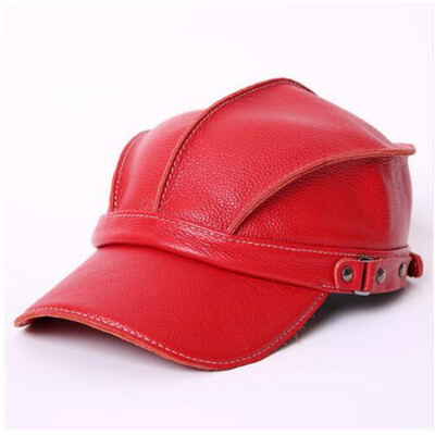 

Male Outdoor Sunshade Hat Yong Man Peaked Cap Mens Autumn&Winter Warm 100 Leather Baseball Cap New Year Gift B-7280