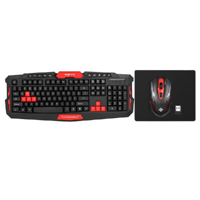 

24GHz Wireless Gaming Keyboard Mouse Combo 19 Keys Anti-ghosting Adjustable DPI USB Receiver Adapter Mouse Mat for Desktop Notebo