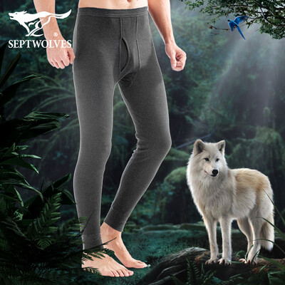 

Seven wolves Qiuyi Qiuku mens cotton thin section warm pants mens Qiuku single piece Slim warm pants 98753 light gray L