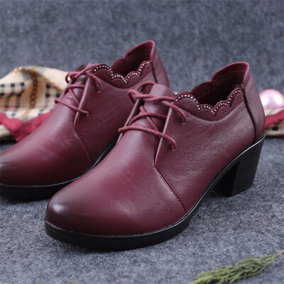 

SHUANGFENG Fashion Women Ankle Boots Female Genuine Leather Shoes Ladies High Heels Square Heel Boots Spring Autumn Women Shoes