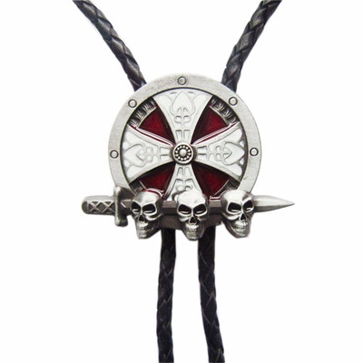 

New Vintage Skull Cross Knot Wedding Bolo Tie Leather Necklace