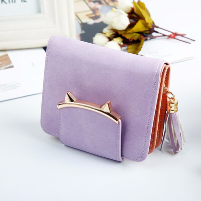 

Korean version PU leather lady short short wallet simple seventy percent off buckle multifunctional Wallet