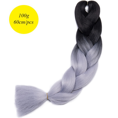

60CM Hair Braid Braiding Hair Extension Two Ombre Synthetic Crochet One Piece 100g Heat-Resistant
