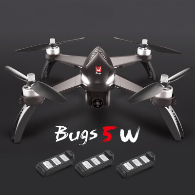 

MJX Bugs 5W 1080P 5G Wifi FPV Camera GPS Positioning Altitude Hold RC Drone Quadcopte Grey 3 Batteries