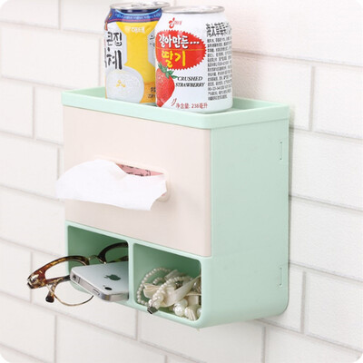 

Bingyou Candy Color Multi-function Tissue Box Bathroom Seamless Wall-mounted Bookbox Living Room Miscellaneous Remote Control Storage Box 185209cm