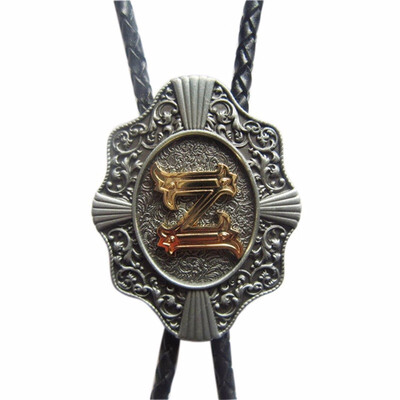 

Men Bolo Tie Original Initial Letter Western Cowboy Cowgirl Wedding Bolo Tie Leather Necklace