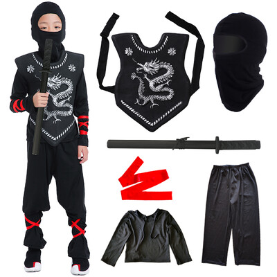 

Many memories of Halloween costumes cloak props decorations childrens Halloween decorations childrens toys cosplay costumes performance clothing silver dragon ninja warrior with knife  code