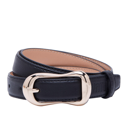 

Boyatu leather belt ladies Korean version of the simple belt fashion wild thin waist pants with Athens black code