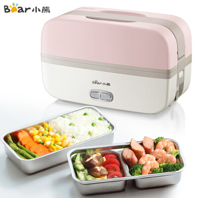 

Bear electric lunch box double 304 stainless steel liner cooking plug electric rice cooker heating lunch box vacuum pink DFH-B10J2