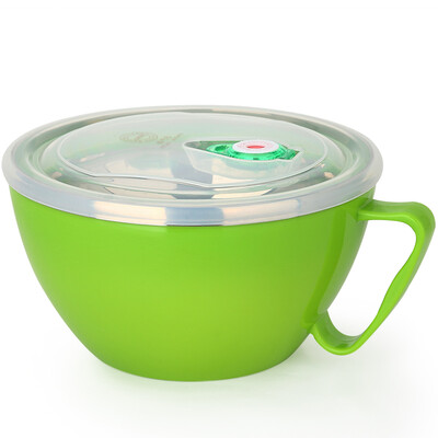 

【Jingdong Supermarket】 US kitchen (maxcook) 304 stainless steel instant noodles bowl 900ml double insulated (green) MCWA-018 leakproof with a cover