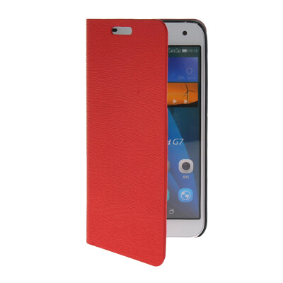 

MOONCASE Slim Leather Side Flip Wallet Card Slot Pouch with Kickstand Shell Back Case Cover for Huawei Ascend G7 Red