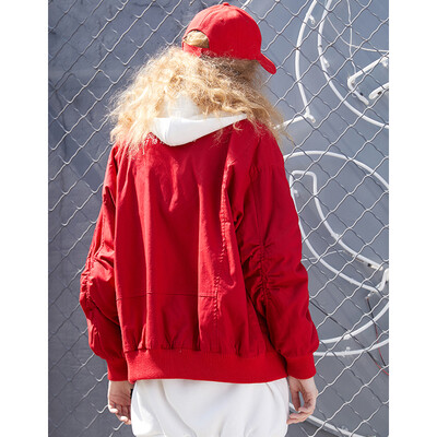 

PASS2018 new winter red jacket female students loose thick cotton pad warm short jacket inS tide 68408PA42001 red