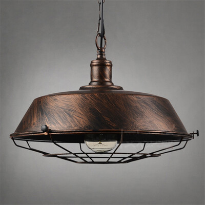 

Baycheer HL453155 Industrial 1811W Barn Pendant Light with Metal Cage in Rust