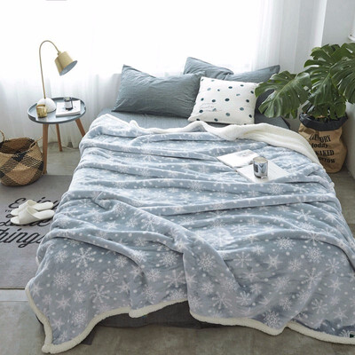 

Autumn And Winter Thickening Printed Lamb Wool Blanket Double Flannel Thermal Coral Blanket Single Double Person Covered Blanket
