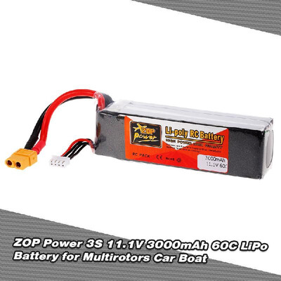 

ZOP Power 3S 111V 3000mAh 60C High Rate XT60 Plug LiPo Battery for F330 350 450 FPV Quadcopter RC Car Boat