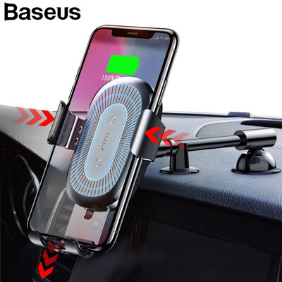 

Baseus QI Wireless Charger Car Phone Holder Suit for Iphone X Samsung S9 Car Mount Fast Wireless Charging Charger Phone Stand