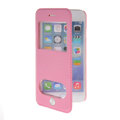 

MOONCASE View Window Leather Side Flip Pouch Stand Shell Back ЧЕХОЛ ДЛЯ Apple iPhone 6 Plus Pink