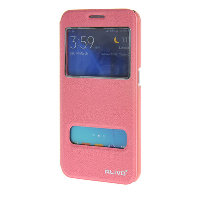 

MOONCASE Samsung Galaxy S6 Case View Slim Leather Flip Pouch Bracket Back Cover Pink