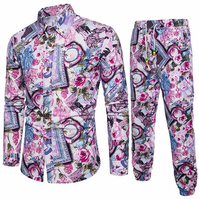 

Spring Real Full Flowers Drawstring Zipper Notched And Autumn 2018 New Man A030 Ramie Cotton Set Suit Loose Large Size
