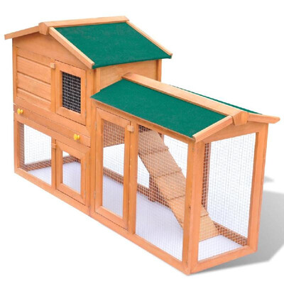 

Outdoor Large Rabbit Hutch Small Animal House Pet Cage Wood